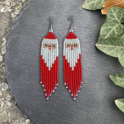 Christmas Earring :: Santa Pattern Seed Bead earrings For Women or Girls