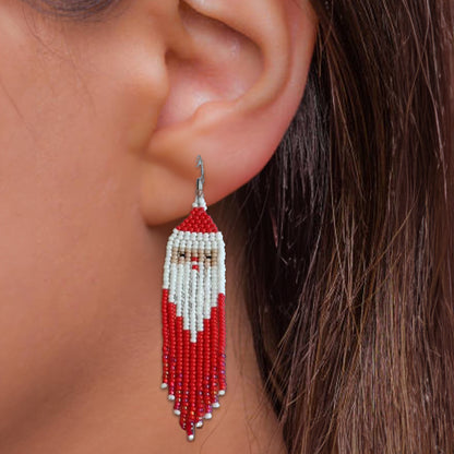 Christmas Earring :: Santa Pattern Seed Bead earrings For Women or Girls