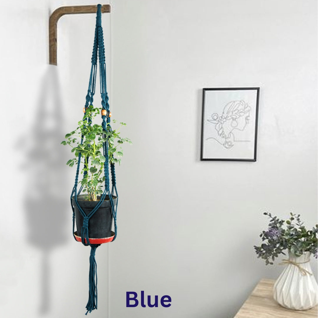 Indoor Blue Macrame Plant | Pot Holder Or Hanger