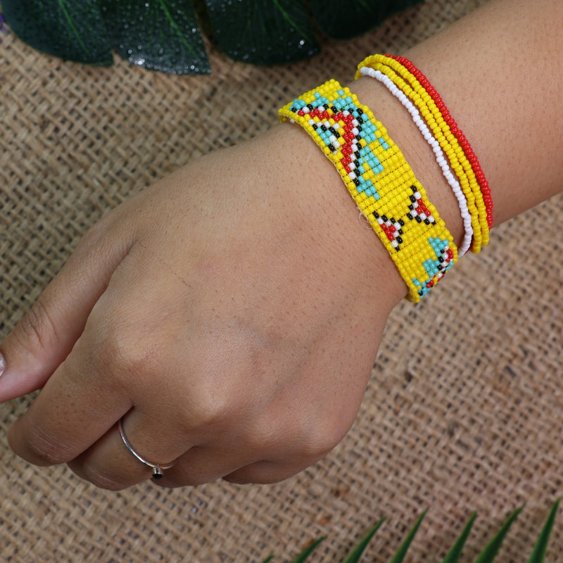 Aztec | Yellow Beaded Bracelet | Handmade Beaded Bracelets for women or Girl | Party wear Bracelet.