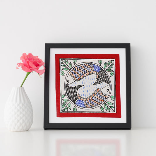 Madhubani Handmade Painting | Framed | Makar Ras