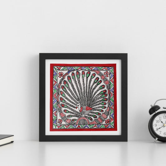 Madhubani Handmade Painting | Framed | Mayur Naach | Madhubani Painting Peacock.