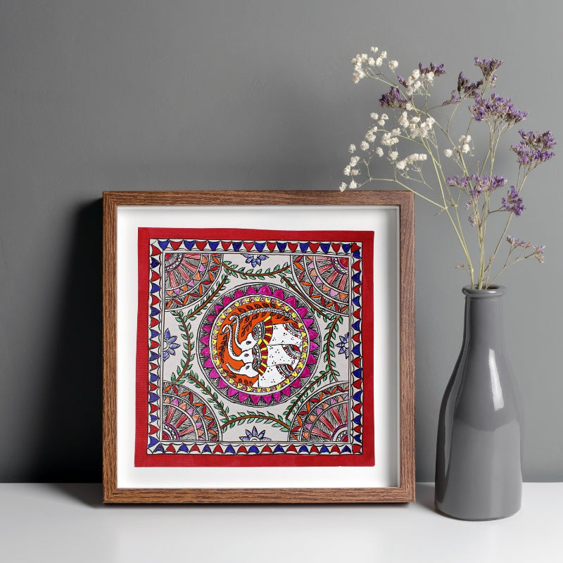 Madhubani Handmade Painting | Framed | Gajh Swagat