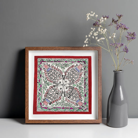 Madhubani Handmade Painting | Framed | Meen Nritya