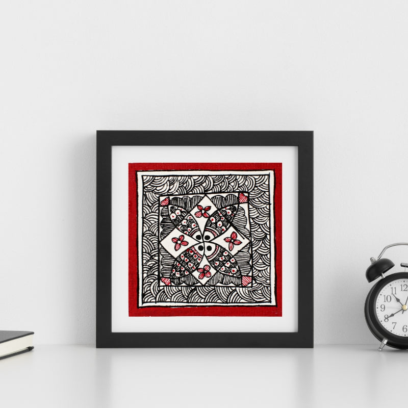 Madhubani Handmade Painting | Framed | Kachni Meen Nritya