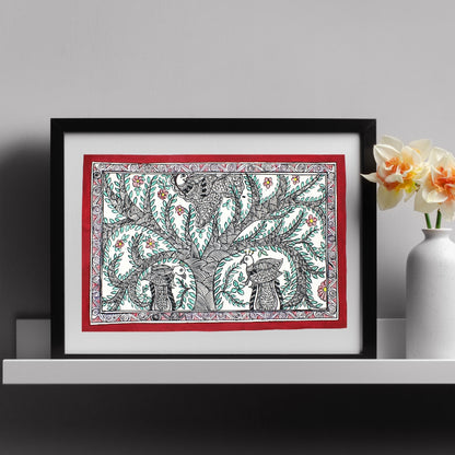 Madhubani Handmade Painting | Framed | Mayur Bhogh | Madhubani Painting Peacock.