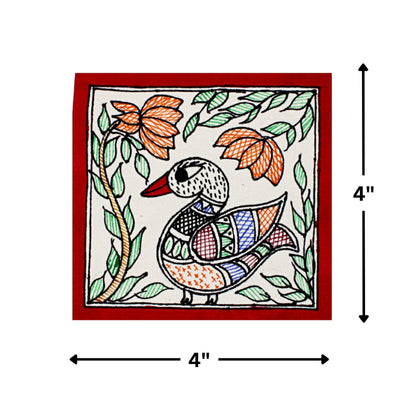 Madhubani Handmade Painting | Framed | Duck Madhubani Painting.