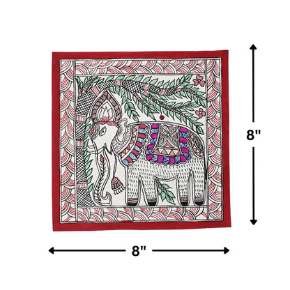 Madhubani Handmade Painting | Framed | Van Raj | Elephant Madhubani Painting