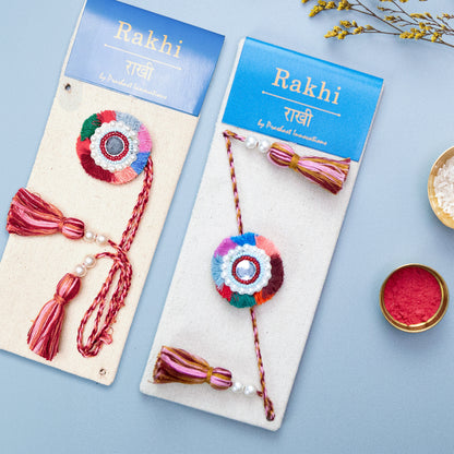 Multicolor Round Dial Lumba Rakhi for Bhaiya & Bhabhi