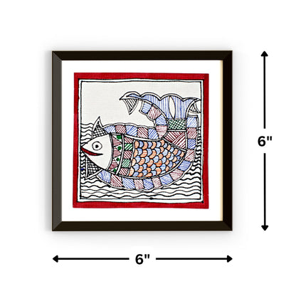 Madhubani Handmade Painting | Framed | Madhubani Fish Painting