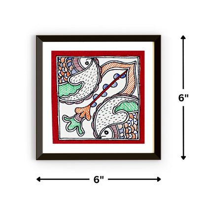 Madhubani Handmade Painting | Framed | Jalashay Matsy