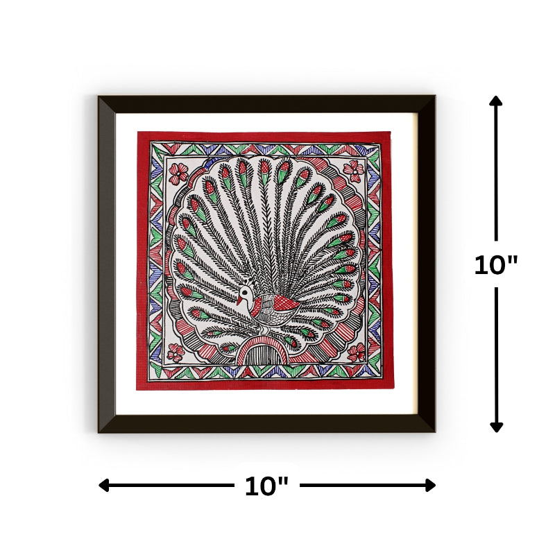 Madhubani Handmade Painting | Framed | Mayur Naach | Madhubani Painting Peacock.