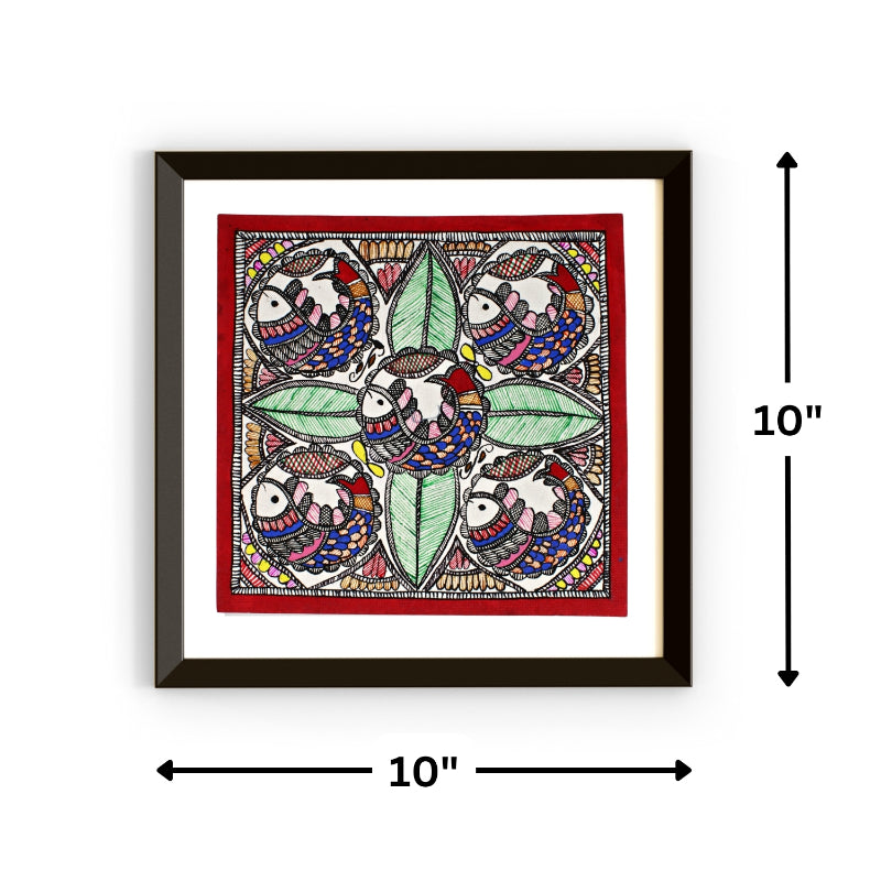 Madhubani Handmade Painting | Framed | Bharni Meen Nritiya