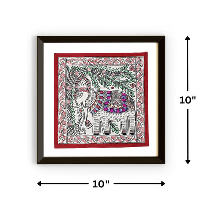 Madhubani Handmade Painting | Framed | Van Raj | Elephant Madhubani Painting