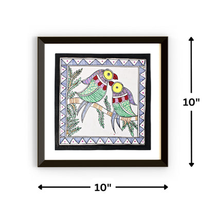 Madhubani Handmade Painting | Framed | Sathi Sukh | Madhubani Painting Parrot