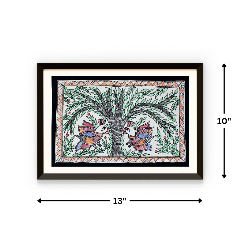 Madhubani Handmade Painting | Framed | Van | Madhubani Painting Forest Life