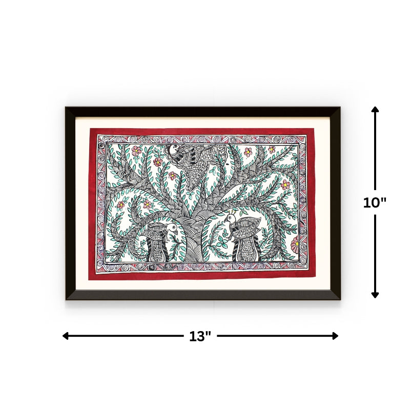 Madhubani Handmade Painting | Framed | Mayur Bhogh | Madhubani Painting Peacock.