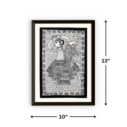 Radha Madhubani Handmade Painting | Framed | Radha Naach | Madhubani Painting Radha.