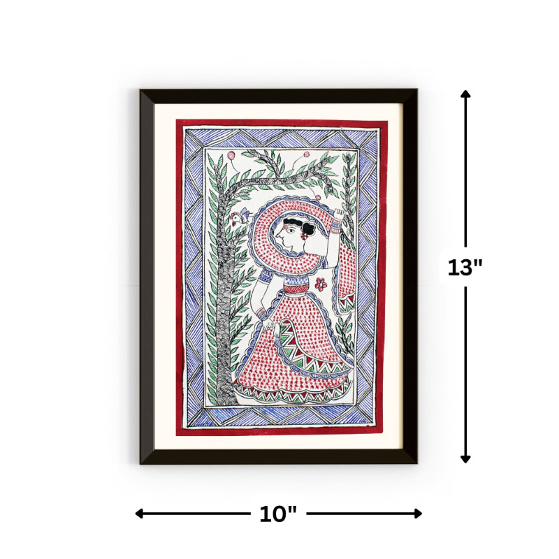 Radha Madhubani Handmade Painting | Framed | Madhubani Radha Painting.