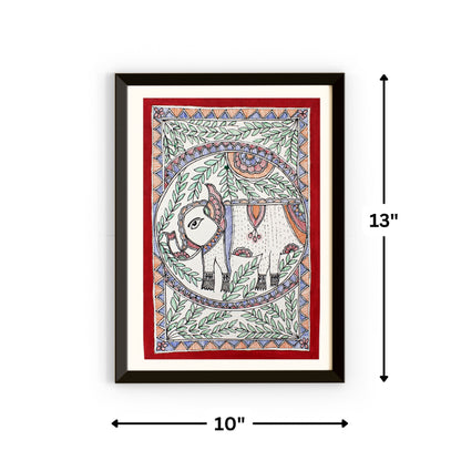 Madhubani Handmade Painting | Framed | Elephant Madhubani Painting Framed