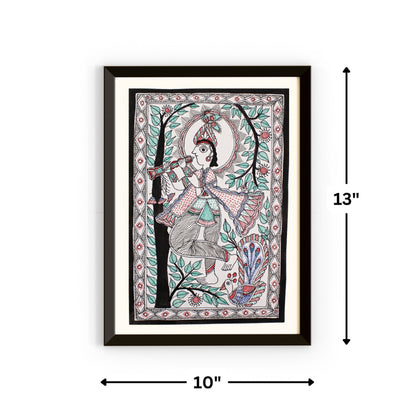 Krishna Madhubani Painting | Framed | Krishna Madhubani Art