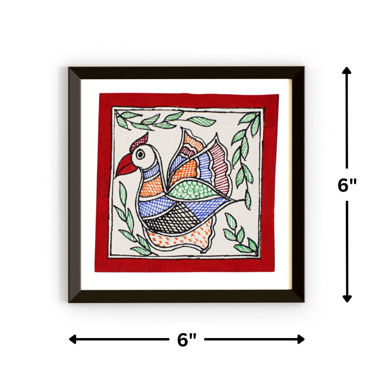 Madhubani Handmade Painting | Framed | Madhubani Bird Painting.