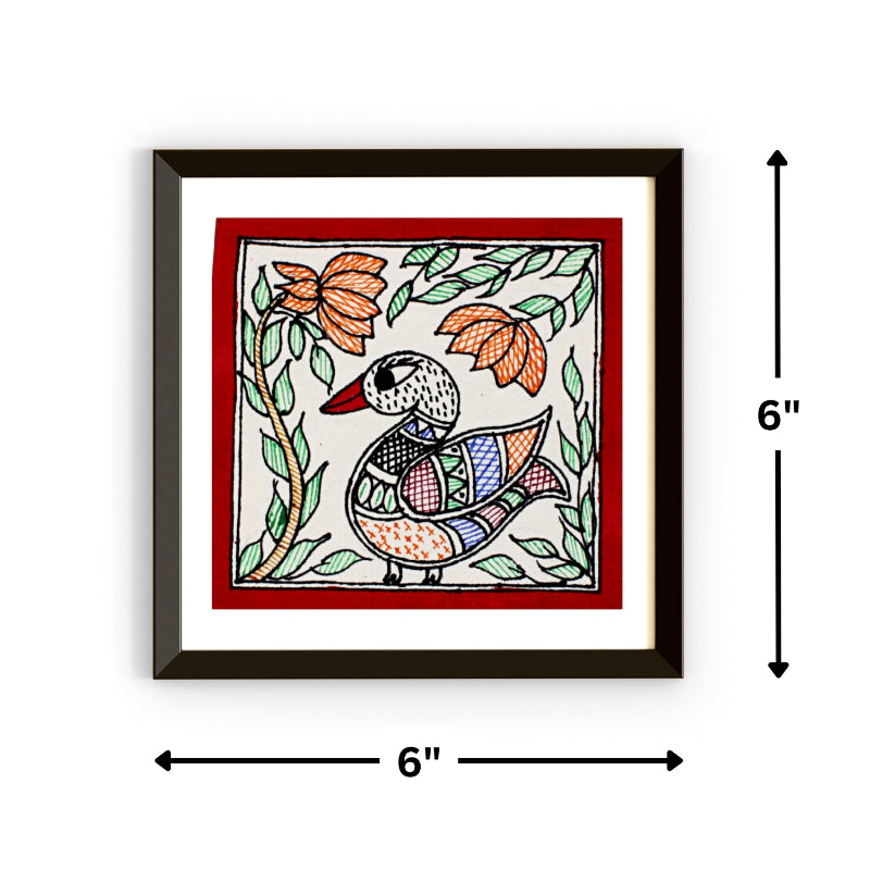 Madhubani Handmade Painting | Framed | Duck Madhubani Painting.