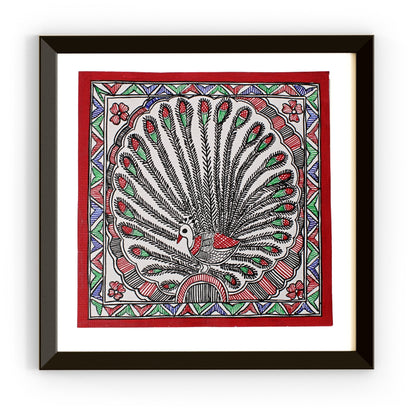 Madhubani Handmade Painting | Framed | Mayur Naach | Madhubani Painting Peacock.