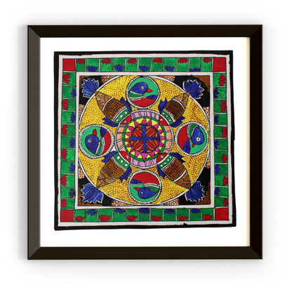 Madhubani Handmade Painting | Framed | Bharni Kamal Meen