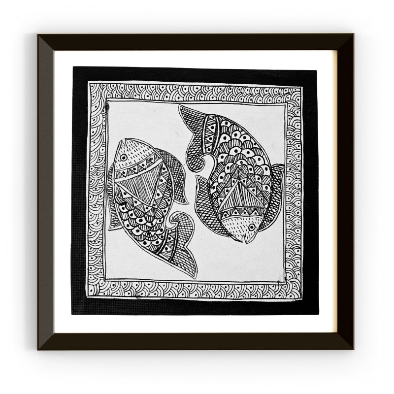 Madhubani Handmade Painting | Framed | Meen Netra