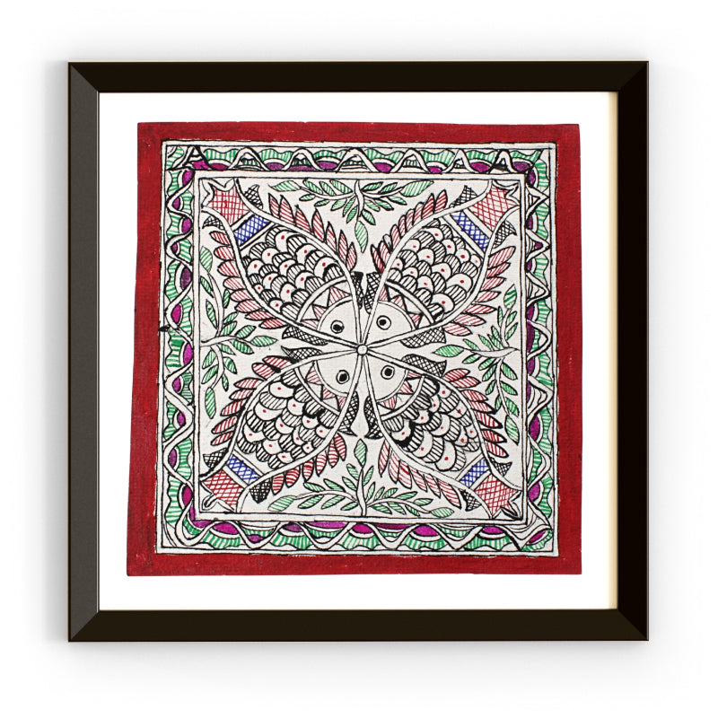 Madhubani Handmade Painting | Framed | Meen Nritya