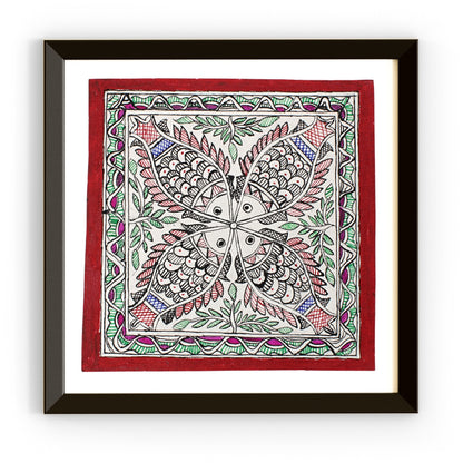 Madhubani Handmade Painting | Framed | Meen Nritya