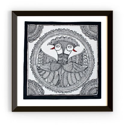 Madhubani Handmade Painting | Framed | Kachni Mayur Sawagat