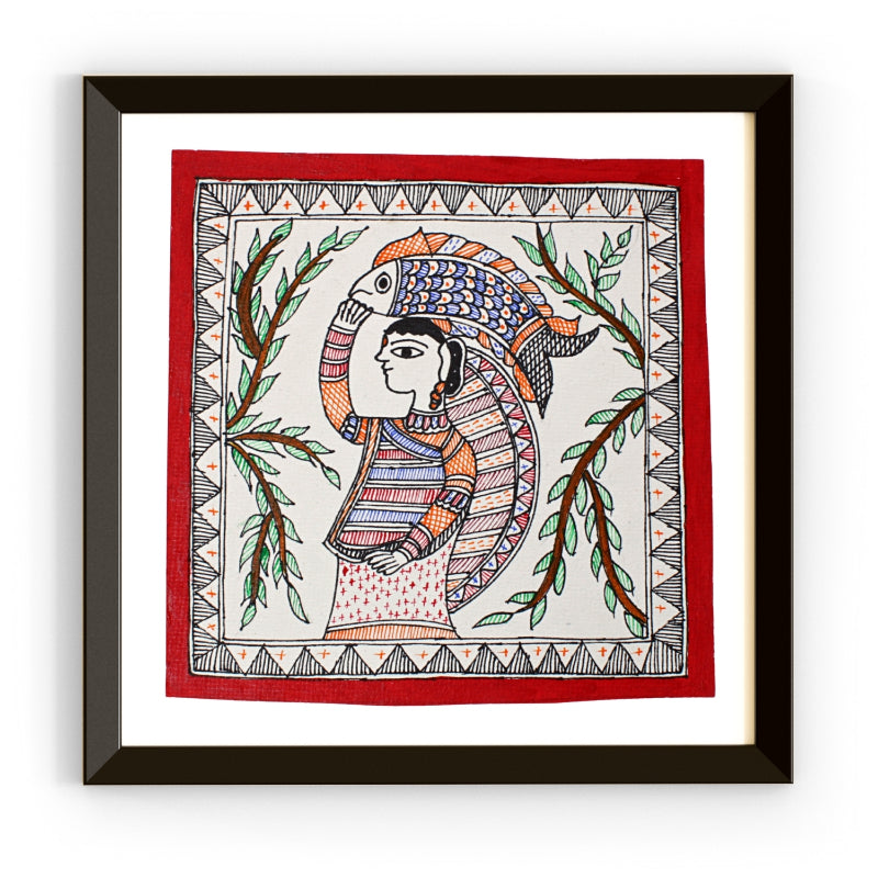 Madhubani Handmade Painting | Framed | Machhuaarin