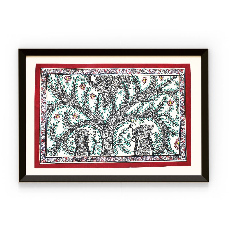 Madhubani Handmade Painting | Framed | Mayur Bhogh | Madhubani Painting Peacock.