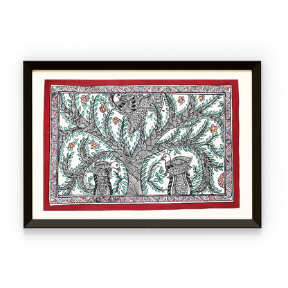 Madhubani Handmade Painting | Framed | Mayur Bhogh | Madhubani Painting Peacock.