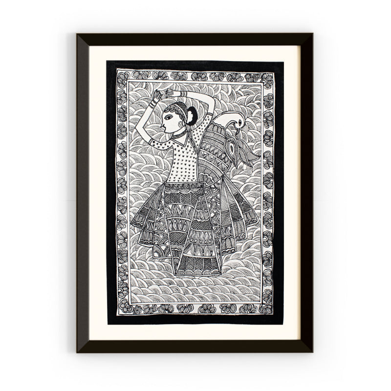 Radha Madhubani Handmade Painting | Framed | Radha Naach | Madhubani Painting Radha.