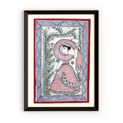 Radha Madhubani Handmade Painting | Framed | Madhubani Radha Painting.