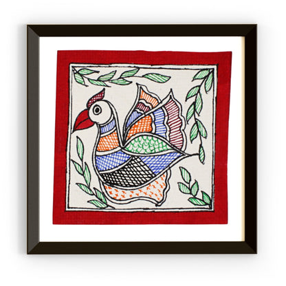 Madhubani Handmade Painting | Framed | Madhubani Bird Painting.