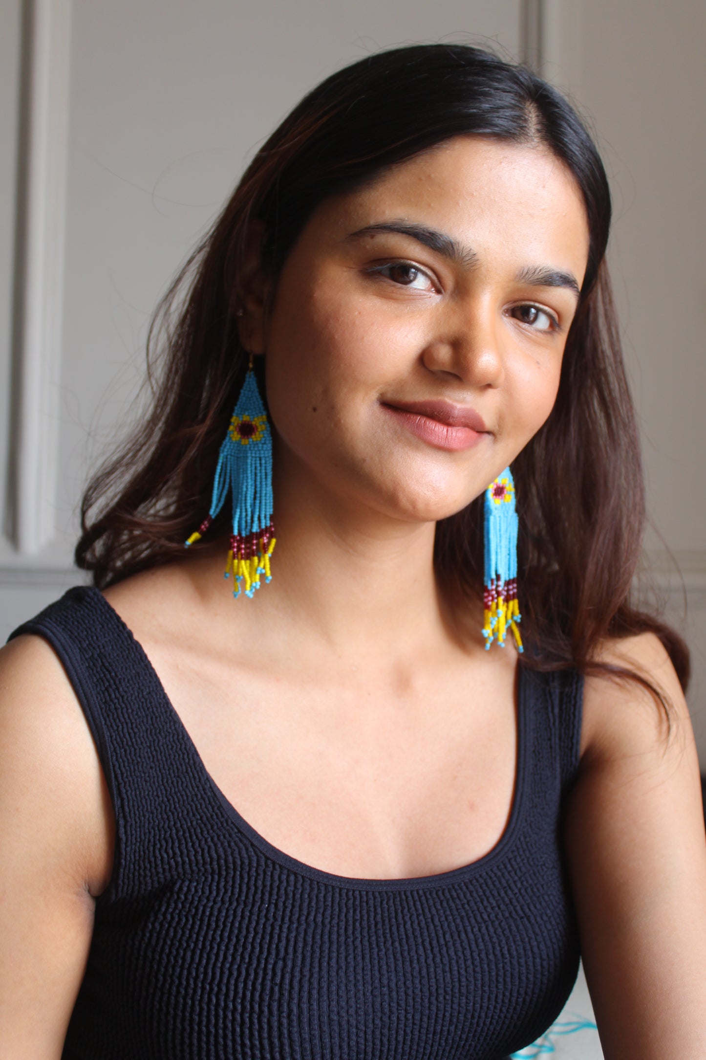 Sunflower dangling earrings