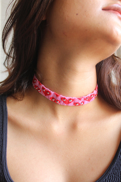 Love Dose | Handmade Red Beaded Choker Necklace | Red Choker Necklace | Western Party Wear Choker.