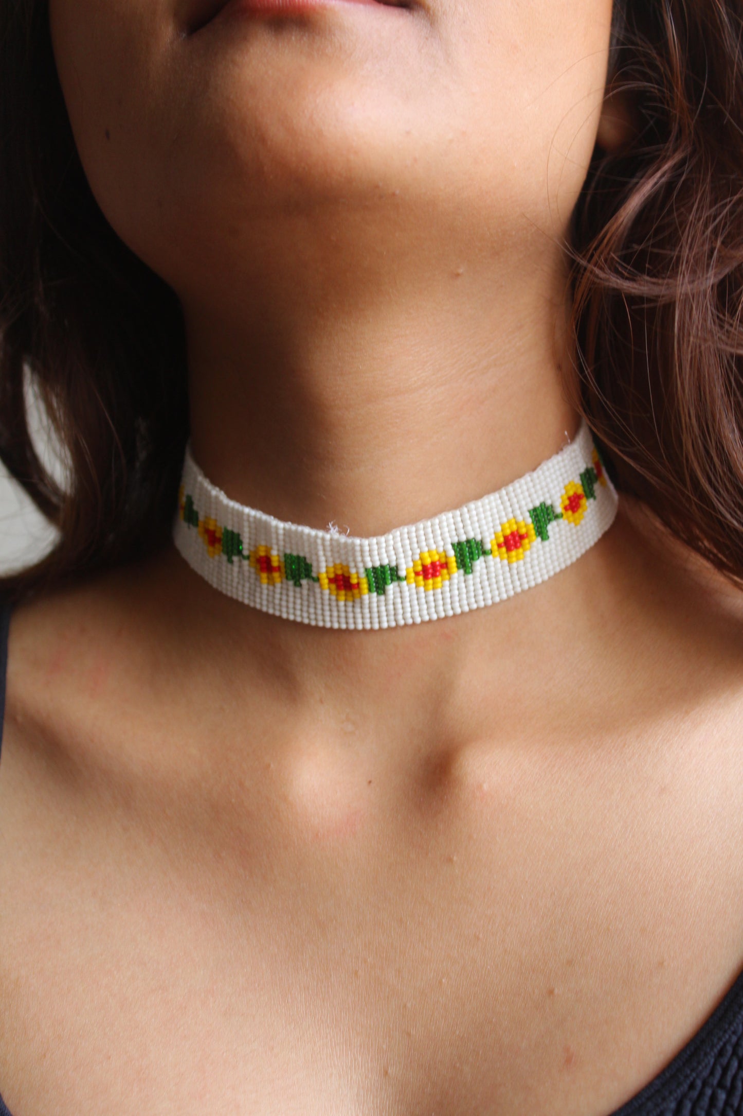 Poppy choker | White Beaded Choker Necklace |  Western Party Wear Choker.