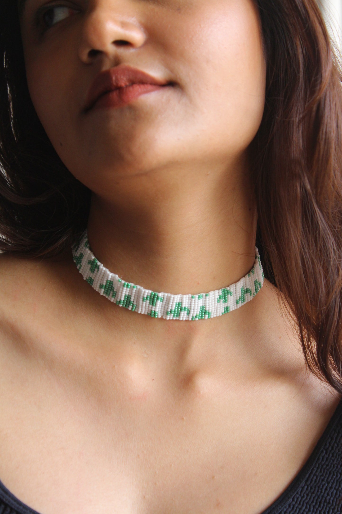 Cute Cactus | Handmade Beaded Choker Necklace | Green Choker Necklace | Western Party Wear Choker.