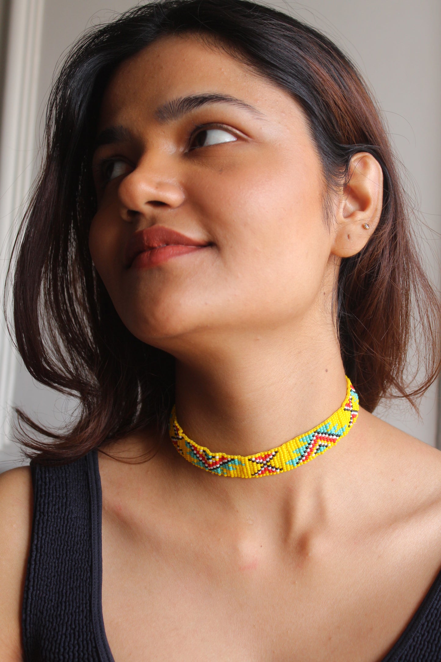 Aztec choker | Handmade Beaded Choker Necklace | Yellow Choker Necklace | Western Party Wear Choker.