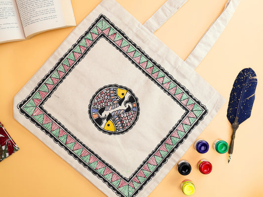 Handmade Madhubani Tote bags | Meen Yugal