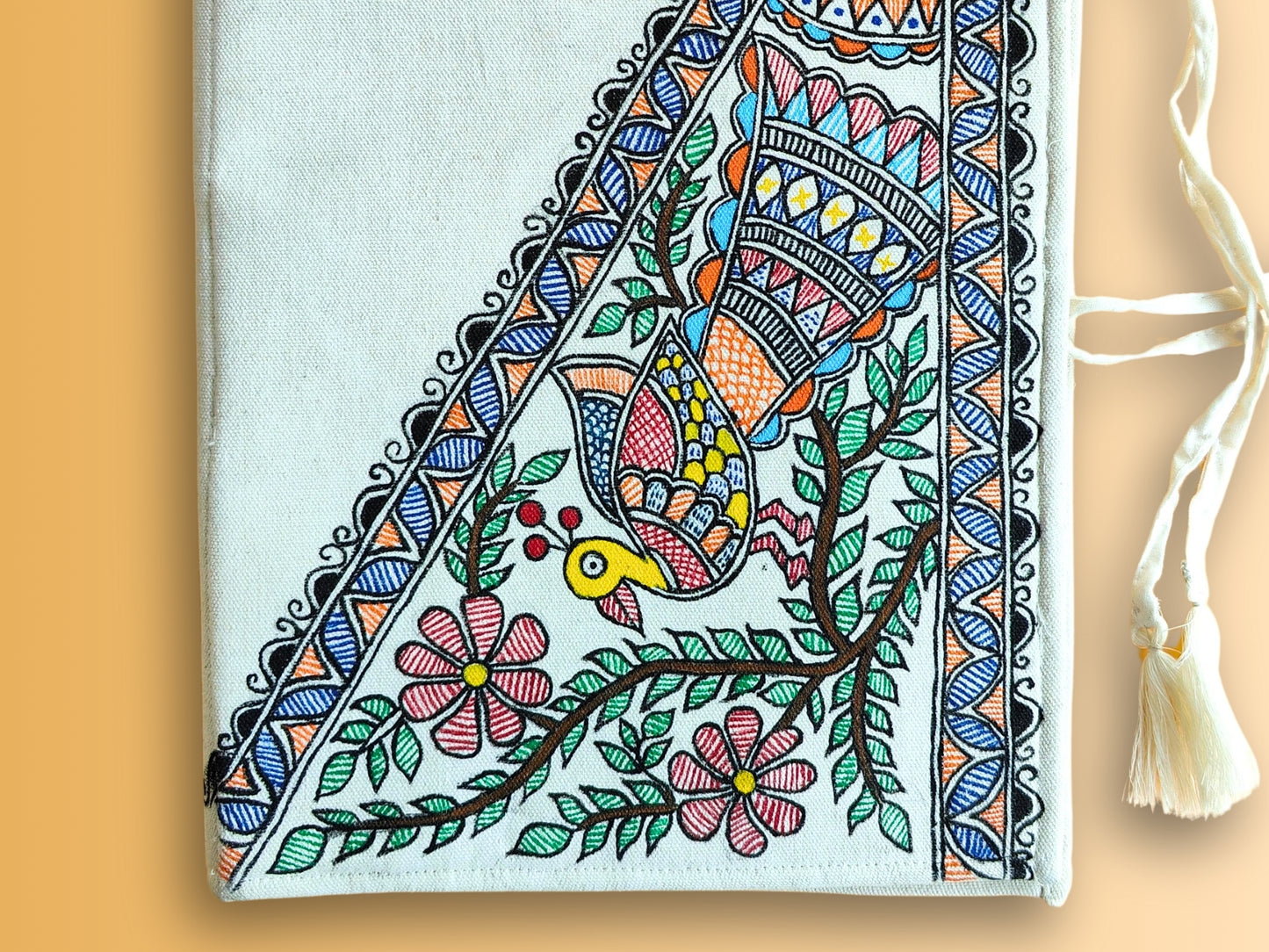 Handmade Madhubani Cloth File Folder | Mayur Geet