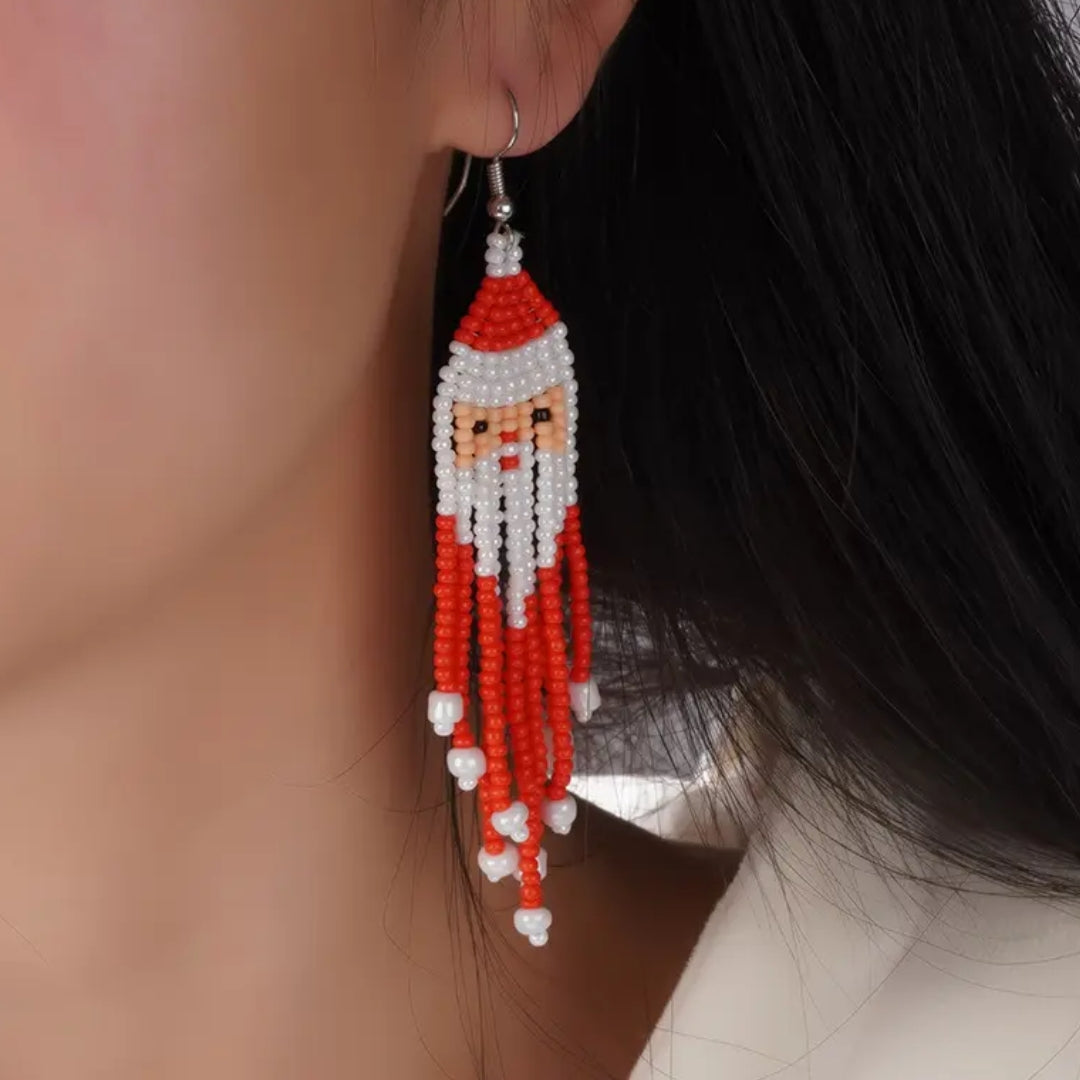 Christmas Earring :: Santa Pattern Seed Bead earrings For Women or Girls