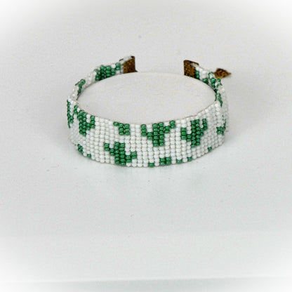 Cute Cactus | White and Green Handmade Bead Bracelet For women or Girl | Party Wear Bracelet.