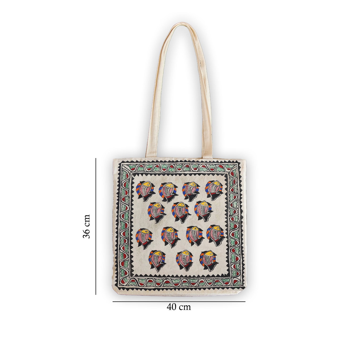 Authentic Hand painted Madhubani Tote bags | Hand painted Tote Bag | Meen Samuh (Group of Fish)