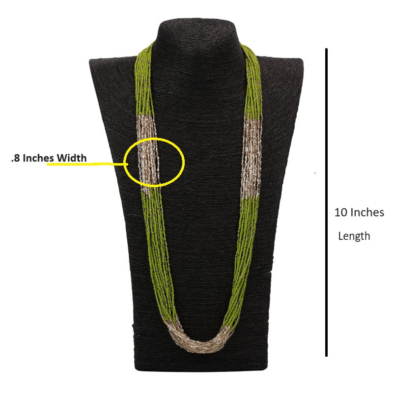 Green Long Beaded Multistrand | Necklace Nilgiri Necklace | Beaded Necklace